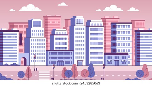 Urban city background video conferencing vector design in eps 10
