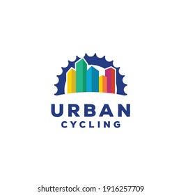 Urban city bike logo design template vector illustration