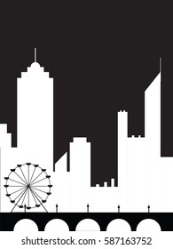 Urban city with black background , vertical vector
