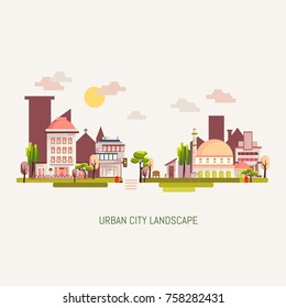 Urban city building landscape vector illustration