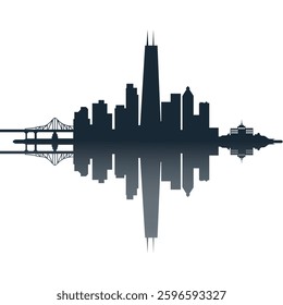 Urban city building or Shadow vector, Silhouette style Vector concept.