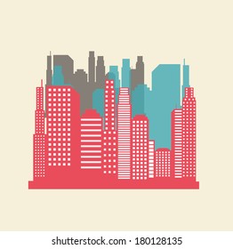 urban city design over pink background vector illustration