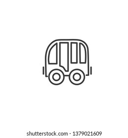 Urban and city element icon - bus in trendy simple line art style, flat symbol vector illustration