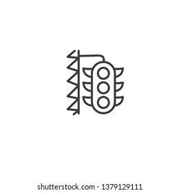 Urban and city element icon - traffic light in trendy simple line art style, flat symbol vector illustration
