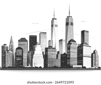 Cidade urbana Meio-Tom Cityscape Vetor Ilustração