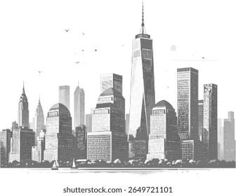 Cidade urbana Meio-Tom Cityscape Vetor Ilustração
