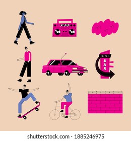 Urban and city icon bundle design of modern and style theme Vector illustration