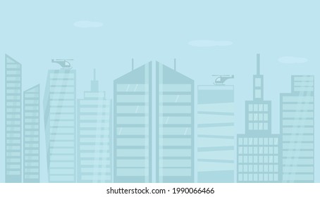 Urban city landscape with modern buildings, skyscraper on skyline. Abstract silhouette cityscape for banner and background, web design. Vector stock illustration for real estate, construction company.