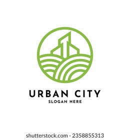 Urban city logo design creative idea with circle shape