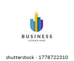 urban city logo, initial letter u with colorful skylines building logo concept