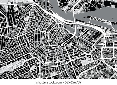 Urban city map of Amsterdam