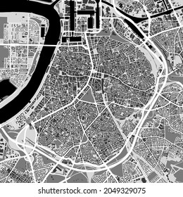 Urban city map of Antwerp. Vector illustration, Antwerp map grayscale art poster. Street map image with roads, metropolitan city area view.