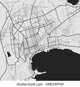 Urban city map of Baku. Vector illustration, Baku map grayscale art poster. Street map image with roads, metropolitan city area view. svg
