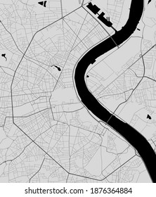 Urban city map of Bordeaux. Vector illustration, Bordeaux map grayscale art poster. Street map image with roads, metropolitan city area view.