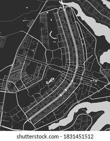 Stadtplan von Brasilia. Vektorgrafik, Brasilia Karte Graustufen Kunst Poster. Straßenkarte mit Straßen, Blick auf das Stadtgebiet.