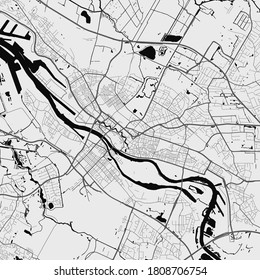 Urban city map of Bremen. Vector illustration, Bremen map art poster. Street map image with roads, metropolitan city area view.