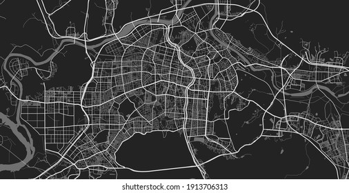 Urban city map of Daegu. Vector illustration, Daegu map grayscale art poster. Street map image with roads, metropolitan city area view.