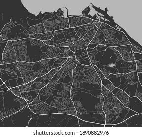 Urban city map of Edinburgh. Vector illustration, Edinburgh map grayscale art poster. Street map image with roads, metropolitan city area view.