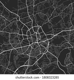 Urban city map of Essen. Vector illustration, Essen map art poster. Street map image with roads, metropolitan city area view.