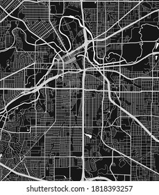Urban city map of Fort Worth. Vector illustration, Fort Worth map art poster. Street map image with roads, metropolitan city area view.