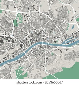 Urban city map of Frankfurt am Main. Vector illustration, Frankfurt map grayscale art poster. Street map image with roads, metropolitan city area view.
