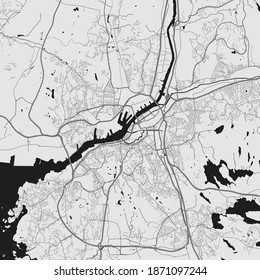 Urban city map of Gothenburg. Vector illustration, Gothenburg map grayscale art poster. Street map image with roads, metropolitan city area view.