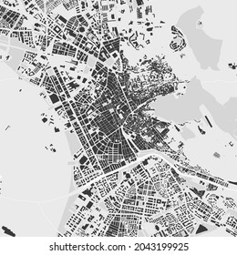 Urban city map of Granada. Vector illustration, Granada map grayscale art poster. Street map image with roads, metropolitan city area view.