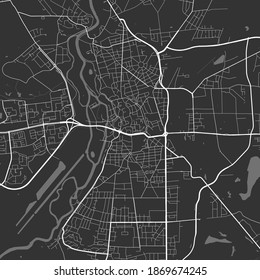 Urban city map of Halle, Saale. Vector illustration, Halle, Saale map grayscale art poster. Street map image with roads, metropolitan city area view.