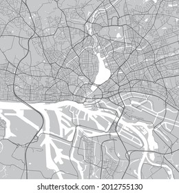 Mapa urbano de Hamburgo. Ilustración vectorial, afiche de arte en escala de grises de los mapas de Hamburgo. Imagen de mapa de calles con carreteras, vista del área metropolitana de la ciudad.