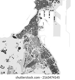 Urban city map of Las Palmas de Gran Canaria. Vector illustration, Las Palmas map grayscale art poster. Street map image with roads, metropolitan city area view.