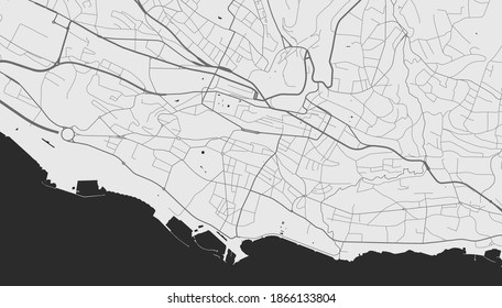 Urban city map of Lausanne. Vector illustration, Lausanne map grayscale art poster. Street map image with roads, metropolitan city area view.