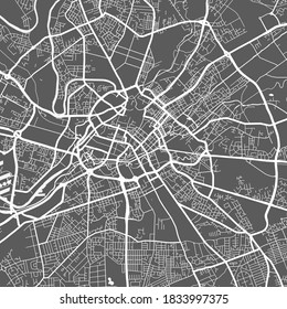 Mapa urbano de Manchester. Ilustración vectorial, afiche de arte en escala de grises del mapa de Manchester. Imagen de mapa de calles con carreteras, vista del área metropolitana de la ciudad.