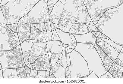 Urban city map of Mecca. Vector illustration, Mecca map grayscale art poster. Street map image with roads, metropolitan city area view.