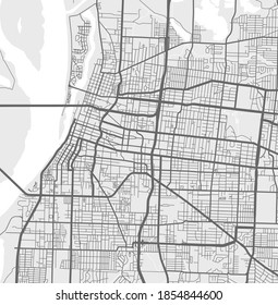 Urban city map of Memphis. Vector illustration, Memphis Tennessee map grayscale art poster. Street map image with roads, metropolitan city area view.