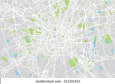 Urban City Map Of Milan, Italy