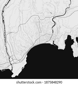 Urban city map of Nice. Vector illustration, Nice map grayscale art poster. Street map image with roads, metropolitan city area view.