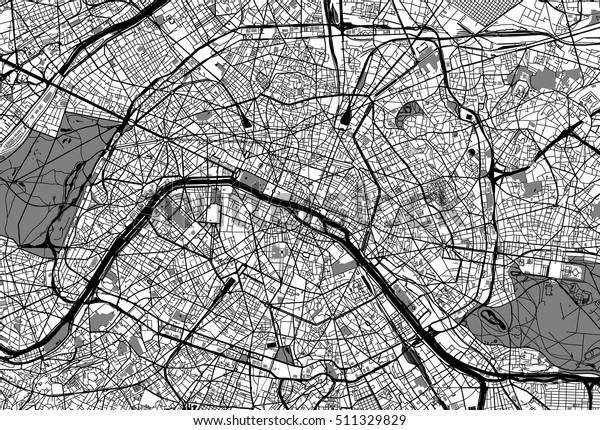 Urban City Map Paris France Stock Vector (Royalty Free) 511329829