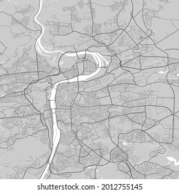 Mapa urbano de Praga. Ilustración vectorial, afiche de arte en escala de grises de mapa de Praga. Imagen de mapa de calles con carreteras, vista del área metropolitana de la ciudad.