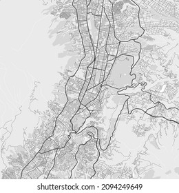 Urban city map of Quito. Vector illustration, Quito map grayscale art poster. Street map image with roads, metropolitan city area view.