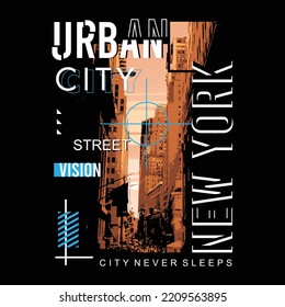 Urban city new york city typography printing with graphic t-shirt, vector illustration