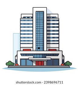 urban city and office architecture illustration template free vector