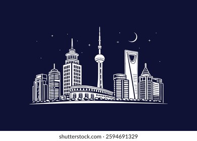 urban city skyline silhouette vector illustration