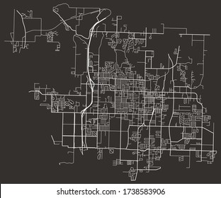 Urban city street map of Springdale, Arkansas, United States, with major and minor roads, highways, lanes, neighborhoods, poster design