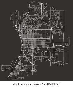 Urban city street map of St. Joseph, Missouri, United States, with major and minor roads, highways, lanes, neighborhoods, poster design