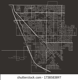 Städtische Straßenkarte von Turlock, Kalifornien, Vereinigte Staaten, mit großen und kleineren Straßen, Autobahnen, Gassen, Nachbarschaften, Plakatdesign