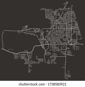 Urban city street map of Warner Robins, Georgia, United States, with major and minor roads, highways, lanes, neighborhoods, poster design