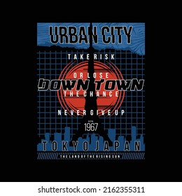 urban city tokyo japan, east asia, graphic design fashion, typography vector, illustration, for print t shirt, cool modern style 