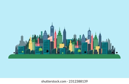Ilustración de diseño plano de vectores urbanos