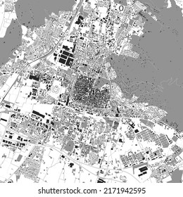 Urban city vector map of Brescia. Vector illustration, Brescia map grayscale black and white art poster. Street map image with roads, metropolitan city area view.