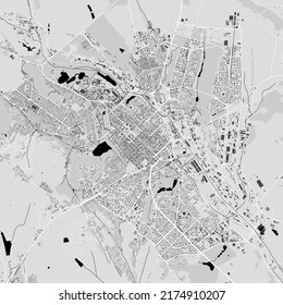 Urban city vector map of Chisinau. Vector illustration, Chisinau map grayscale black and white art poster. Street map image with roads, metropolitan city area view.